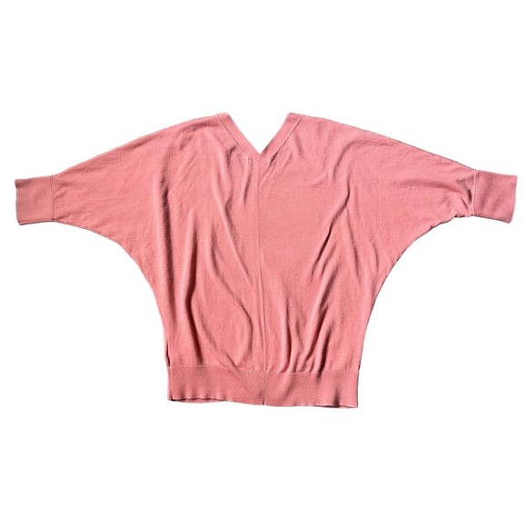 Chaps 3/4 Sleeve Dolman Sweater Salmon Pink Size Small S V-Neck Modal Cotton - Picture 2 of 11